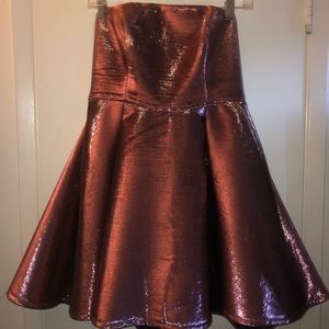 Topshop rose gold strapless neoprene dress